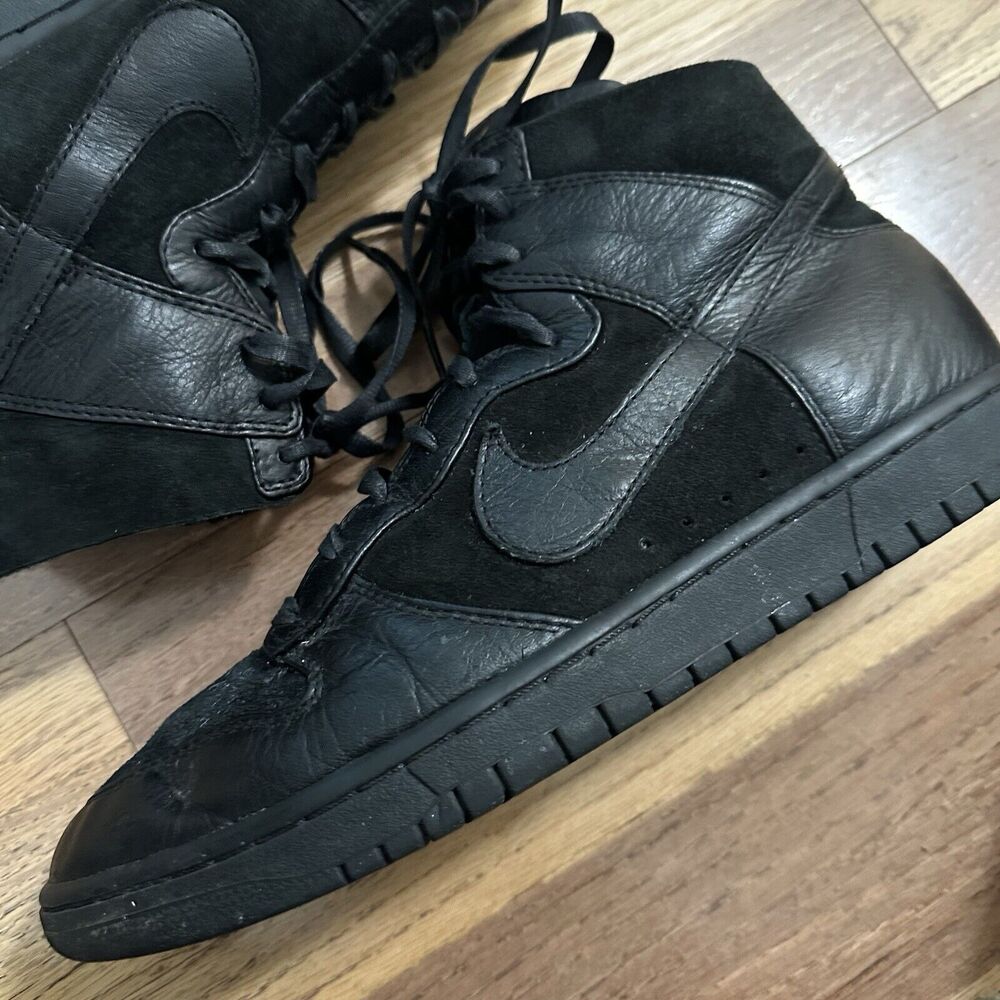 RARE Nike‎ Dunk LUXE SP Sherpa Fleece Black Leather Sneakers, Size 12 - Picture 6 of 16